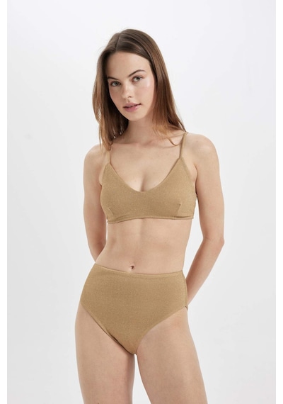 DeFacto Regular Fit Parlak Kumaş Bikini Üstü-Fall in Love C3181AX24SMYL275