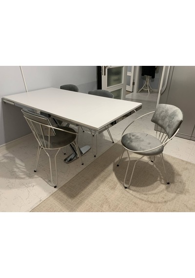 Evimeaksesuar X Masa Beyaz + 4 Adet Utku Transmisyon Sandalye Beyaz Takım Evimeaksesuar X Masa Beyaz + 4 Adet Utku Transmisyon Sandalye Beyaz Takım