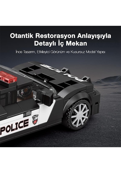 Reobrix Technic 662 Dodge Challenger Polis Arabası Yaratıcı Yapı Blok Seti Building Blocks Ram Police Car - 372 Parça