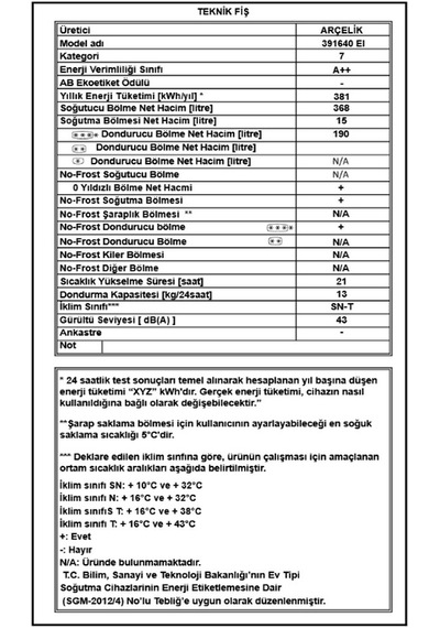 Arçelik 391640-EI A++ 640 LT No-Frost Gardırop Buzdolabı - Inox