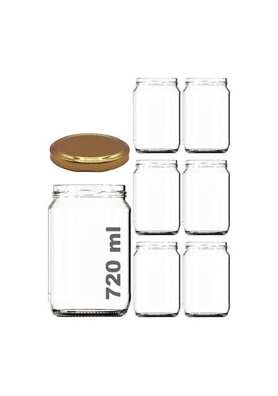 720 Ml Metal Kapaklı Bal Kavanozu 720 Cc Şeffaf Konserve Kavanoz 6 Adet 1 Kg Bal Alır Siyah Diğer