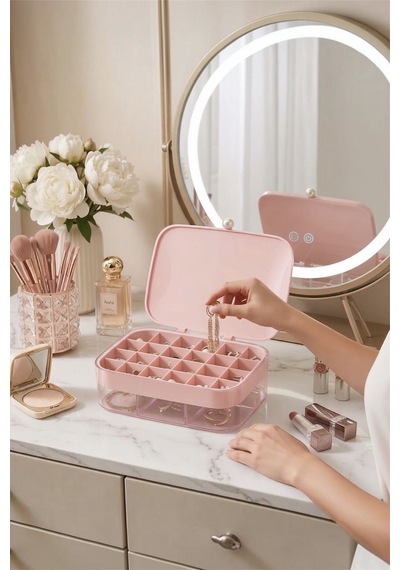 Aksesuar Standı, Takı Organizeri, Kolye, Yüzük, Küpe Organizeri Pembe