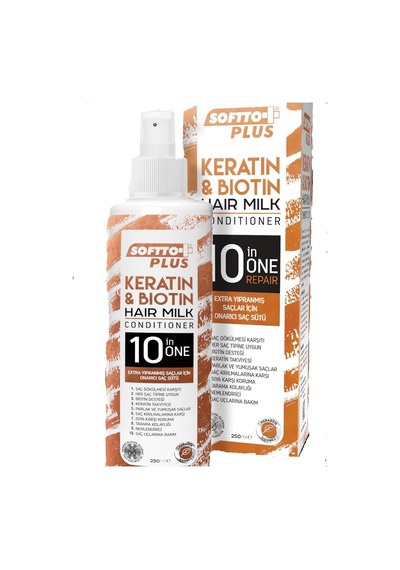 Softto Plus Keratin & Biotin Extra Yıpranmış Saçlar İçin Onarıcı Saç Sütü 250 ML
