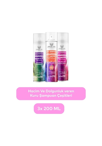 Hacim Veren Temiz Ve Fresh Doğal Görünüm Dry Kuru Şampuan 200 Ml X3 Set Vegan