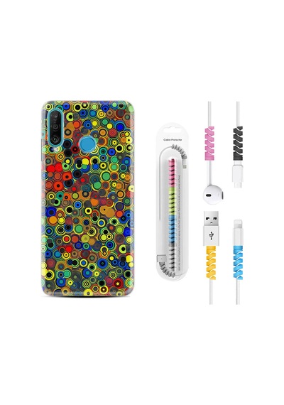 Huawei P30 Lite Kılıf Kablo Koruyuculu Nazar Boncukları 1746