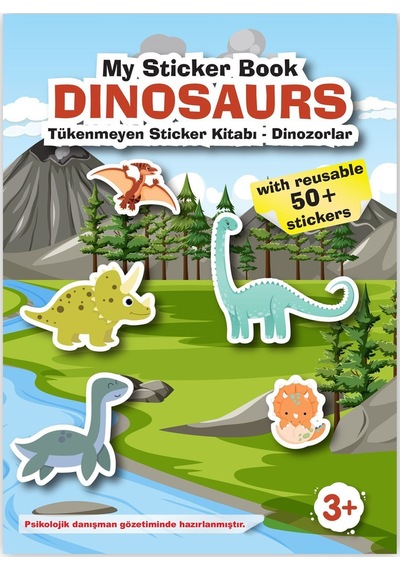 My Sticker Book '' Vahşi Hayvanlar-dinozorlar'' , 2li Set Tükenmeyen Sticker Kitabım