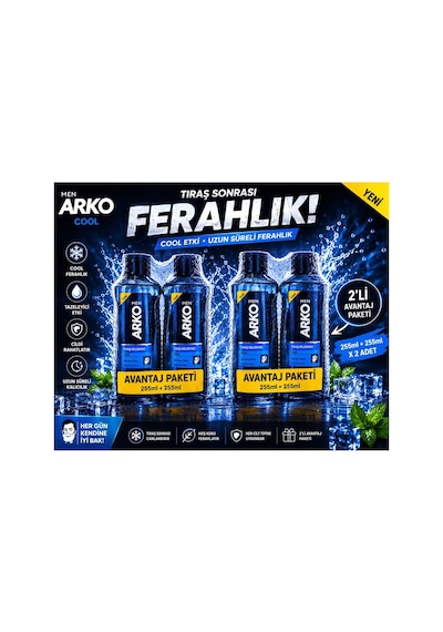 Arko Cool Tıraş Kolonyası 4 x 255 ML