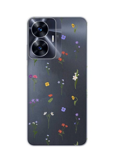 Realme C55 Uyumlu Minik Kır Çiçekleri Baskılı Silikon Kılıf