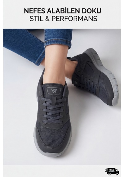 Purewalk Unisex Füme Kalın Tabanlı Spor Ayakkabı - Hafif Esnek Günlük Yürüyüş Sneaker Rahat Koşu...
