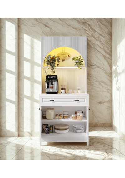 Lureo Nera Arch Gold Mini Kahve Köşesi Led Aydınlatmalı, Komple Mdf Premium Kahve Ünitesi Beyaz Lureo Nera Arch Gold Mini Kahve Köşesi Led Aydınlatmalı, Komple Mdf Premium Kahve Ünitesi Beyaz