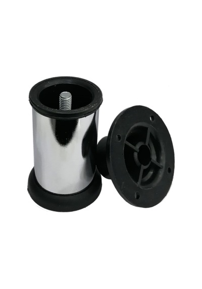 Cateksss Seres Vidalı Metal Ayak 8 Cm Krom Siyah - 20 Li Paket Gümüş