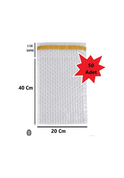 Balonlu Patpat Torba, Bantlı Baloncuklu Torba-zarf 20cm En X 40cm Boy + 5cm Kapak 50 Adet