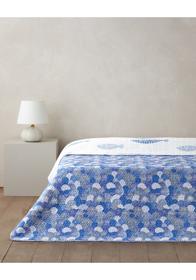 Pesca Wave Çift Kişilik Çok Amaçlı Örtü 200x220 Cm Mavi