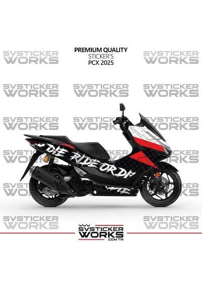 Honda Pcx Kaplama Sticker Ride Or Die Design Motor Kaplama Modeli Hazır Kit 2025 Uyumlu Siyah