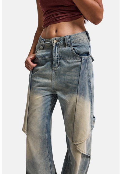Kadın Kot Rengi Baggy Fit T13t Özel Tasarım Denim Jean Mavi