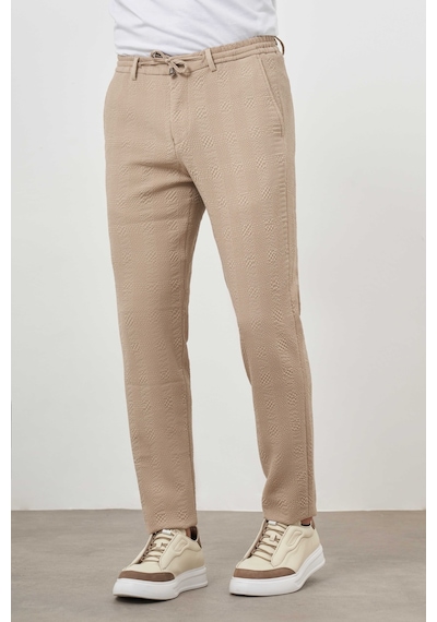 Morven Erkek Bej Poliviskon Trend İpli Jogger Slim Fit Spor Pantolon Bej