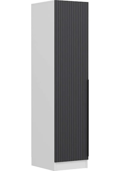 Minar Kale 1 Kapaklı Dolap Beyaz - Antrasit Çizgili Mebran 190cm
