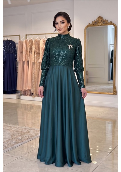 Dorne Moda Üstü Pul Paletli Altı Saten Kloş Detaylı Mezuniyet Ve Nişan Abiye Elbise Yeşil Yeşil Dorne Moda Üstü Pul Paletli Altı Saten Kloş Detaylı Mezuniyet Ve Nişan Abiye Elbise Yeşil Yeşil