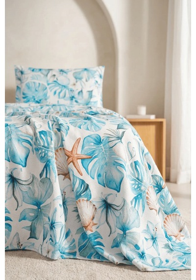 La Notte Sea Marine Tek Kişilik 3 Parça Pike Takımı 160x230 + 100x200 + 50x70 Cm Çok Renkli