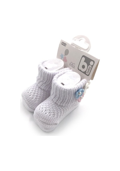 Bibaby Çiçekli Bebek Çorabı 68300 Beyaz