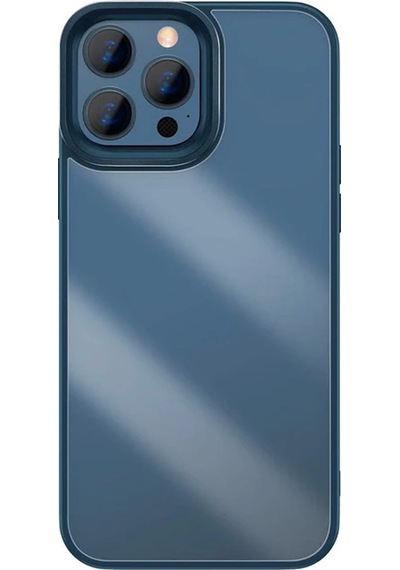 Baseus Crystal Apple iPhone Uyumlu 13 Pro Max Kılıf Jel Çerçeve Zırhlı Silikon Kılıf- 5775 Mavi