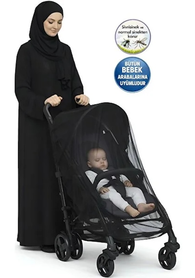 Lüx Siyah Bebek Arabası Sinekliği Cibinlik Siyah