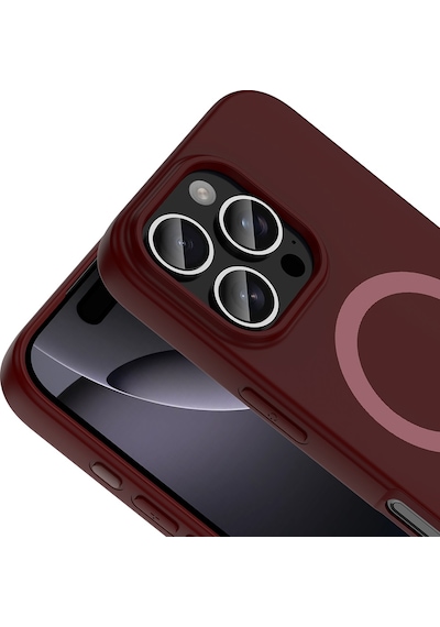Maks Technology iPhone Uyumlu 16 Pro Max Kılıf M-safe Şarj Özellikli Mkst Aris Silikon Kapak - Mürdüm