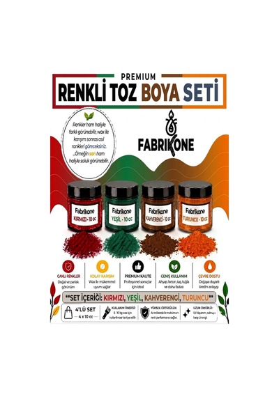 Toz Mum Boyası Seti 10 Cc 4 Lü Soya & Parafin Wax Için Kırmızı, Yeşil, Kahverengi, Turuncu Bkfab4kykht10g Karışık