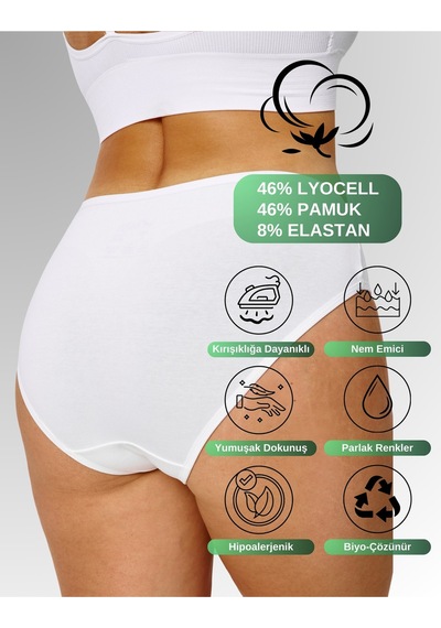 Alya Underwear Kadın Külot, Lyocell Kumaş Külot, Ter Emici Rahat Ve Dayanıklı Kadın İç Çamaşırı, Liyosel Slip Beyaz P05 Alya Underwear Kadın Külot, Lyocell Kumaş Külot, Ter Emici Rahat Ve Dayanıklı Kadın İç Çamaşırı, Liyosel Slip Beyaz P05