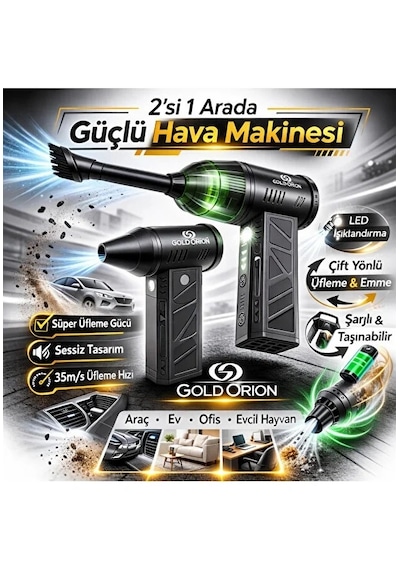 Bnl Ticaret Mini Turbo Jet Fan 110.000 Rpm 200w Şarjlı Kablosuz El Tipi Güçlü Hava Üfleyici Ve Toz Alma Cihazı