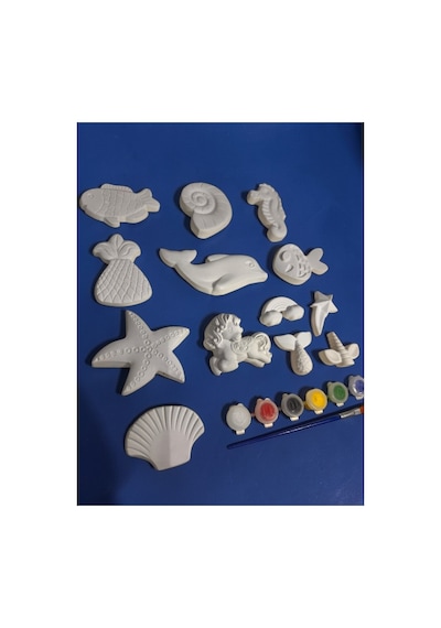13 Adet Deniz Temalı Ve Unicorn Büyük Boy Taş Boyama Seti Anne, Çocuk, Yetişkin Etkinlik, Workshop