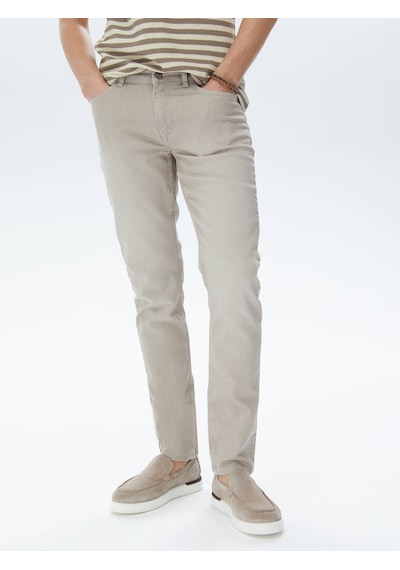 Kip Haki Slim Fit Denim Pamuk Karışımlı Pantolon Haki