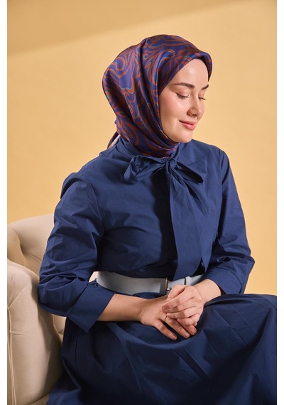 Silk Home Twill İpek Eşarp Line Lacivert Çok Renkli