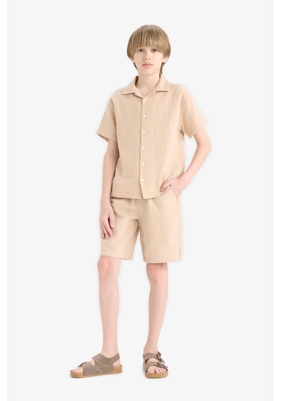 DeFacto Erkek Çocuk Oversize Geniş Kalıp Polo Yaka Müslin Kısa Kollu Gömlek W3239A625HSBG732