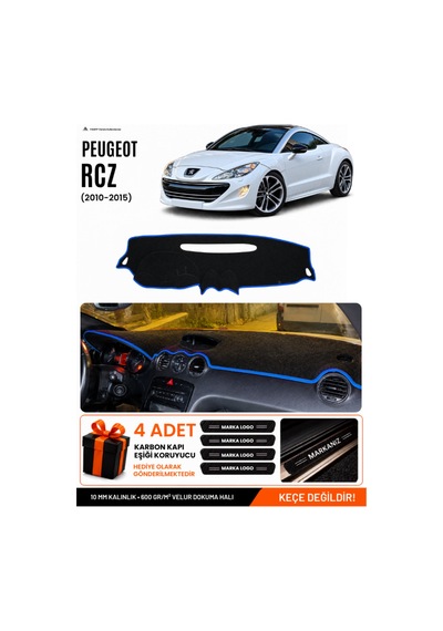 Peugeot Rcz 2010-2015 Uyumlu Torpido Koruma, Torpido Örtüsü, Torpido Kılıfı - Siyah-mavi - Pe027