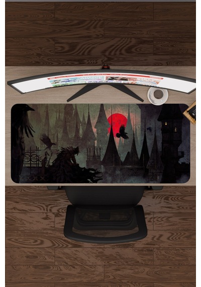 Bloodborne Kaymaz Dikişli Kauçuk Oyuncu Mousepad V3 - 90x40 Xxl Gaming Mouse Pad Fare Altlığı