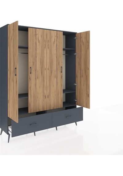 Hyperion Gardrop 6 Raflı 2 Çekmeceli 2 Askılı 176x44x221 Antrasit-çam/antrasit Çam/antrasit Hyperion Gardrop 6 Raflı 2 Çekmeceli 2 Askılı 176x44x221 Antrasit-çam/antrasit Çam/antrasit