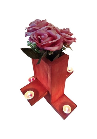 Ahşap Çiçeklik Saksılık Vazo Mumluk Tealight Mum Seti Çiçeksiz A2