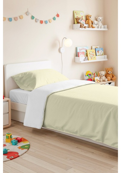 Sarı Minimal Genç Odası Tek Kişilik Pike Takımı - Kapitone Krem Modern 160x220 Cm Yatak Örtüsü Pamuksu Taş Kıyısı