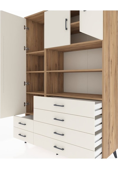 Hyperion Dolap 8 Raflı 6 Çekmeceli 3 Kapaklı 132x44x195 Çam-a... Çam Hyperion Dolap 8 Raflı 6 Çekmeceli 3 Kapaklı 132x44x195 Çam-a... Çam