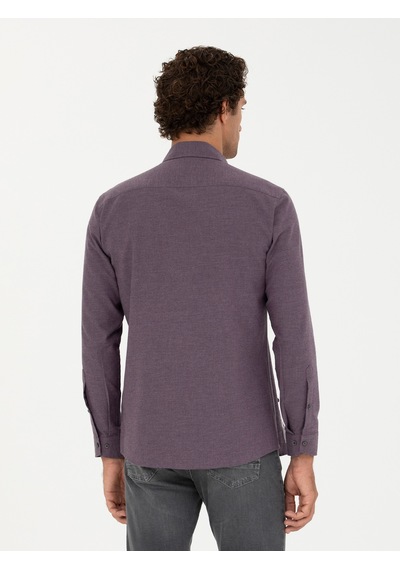 Cacharel Mürdüm Slim Fit Uzun Kollu Gömlek Pembe