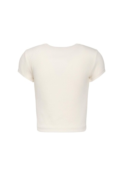 Calvin Klein Kadın Woven Label 2x2 Baby Rib Baby T-shirt-13051 Calico