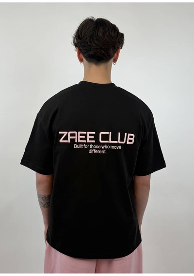 Zaee Club Nakışlı Oversize Unisex T-shirt Siyah