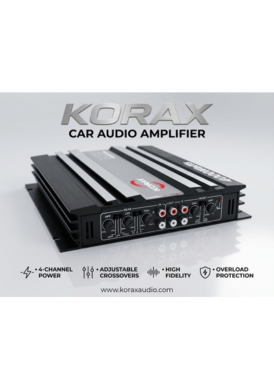 Korax Kx-ab-460 4 Kanal Oto Amfi - 4000w Max, 60wx4 Rms, Köprülenebilir Ab Sınıfı Araç Amplifikatörü,