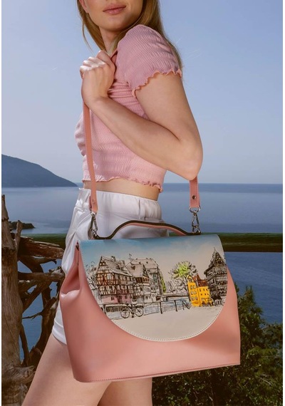 Dogo Kadın Vegan Deri Pembe El Çantası - Take A Walk Tasarım Multicolor