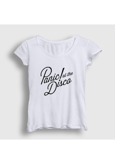Presmono Kadın Rare To Die Panic At The Disco T-shirt Beyaz