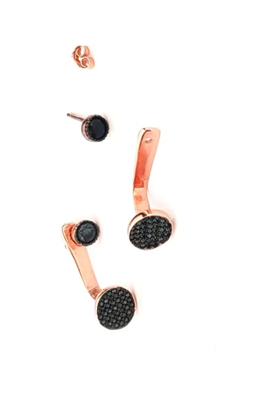 Oniks Taşlı Gümüş Rose Earcuff Küpe