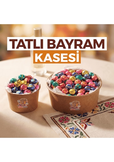 Ender Çikolata Çikolatin Bayram Çikolatası Renkli Dökme Madlen Hediyelik Kraft Kase Seti 750 Gr