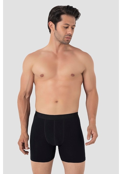 Arma Yıldız Erkek Siyah Büyük Beden Boxer Pamuklu Likralı 10'lu Paket Siyah