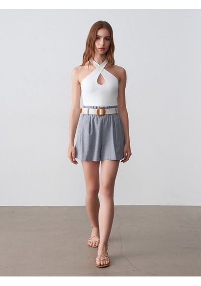 DİLVİN 21267 Halter Top-ekru